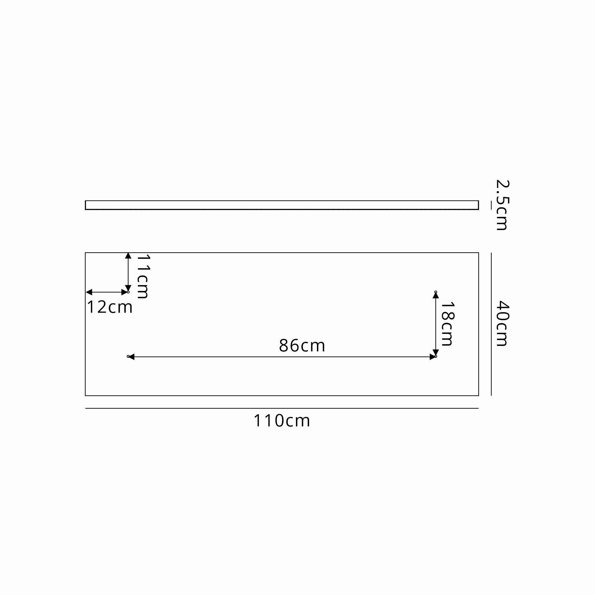 D0889WH/NH  Hayes No Hole 1100mm x 400mm Linear Rectangle Ceiling Plate White